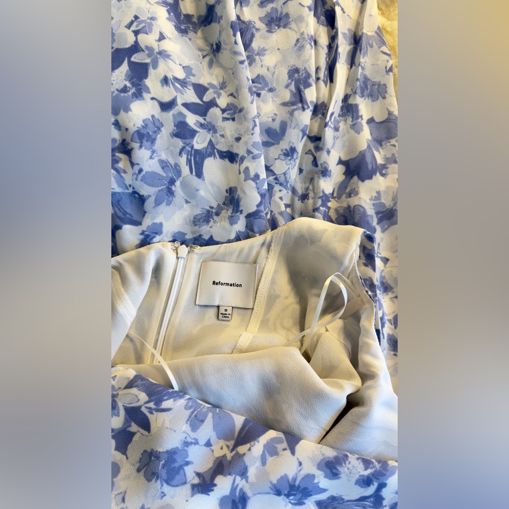 Reformation Camella Dress In Larkspur, worn once - Picture 11 of 16